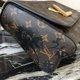 Replica Louis Vuitton Black Floral Embossed Twist MM