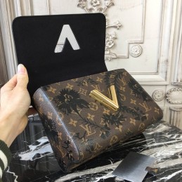 Replica Louis Vuitton Black Floral Embossed Twist MM