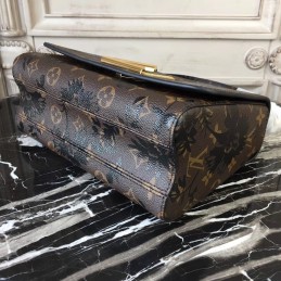 Replica Louis Vuitton Black Floral Embossed Twist MM