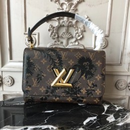 Replica Louis Vuitton Black Floral Embossed Twist MM