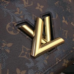 Replica Louis Vuitton Black Floral Embossed Twist MM