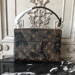 Replica Louis Vuitton Black Floral Embossed Twist MM