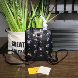 Replica Louis Vuitton Black Floral Lockme Backpack Mini