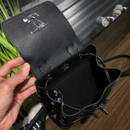Replica Louis Vuitton Black Floral Lockme Backpack Mini