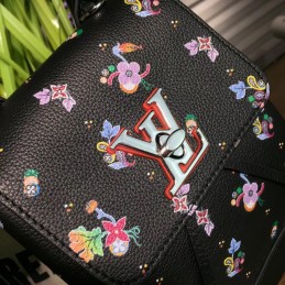 Replica Louis Vuitton Black Floral Lockme Backpack Mini