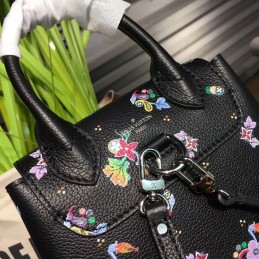 Replica Louis Vuitton Black Floral Lockme Backpack Mini
