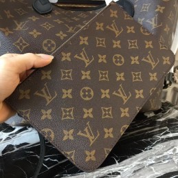 Replica Louis Vuitton Brown Monogram Red Interior Neverfull MM - Style 2