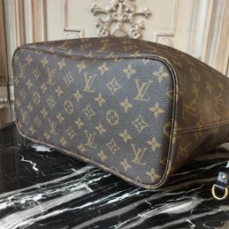 Replica Louis Vuitton Brown Monogram Red Interior Neverfull MM - Style 2