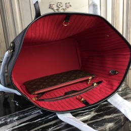 Replica Louis Vuitton Brown Monogram Red Interior Neverfull MM - Style 2