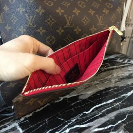 Replica Louis Vuitton Brown Monogram Red Interior Neverfull MM - Style 2