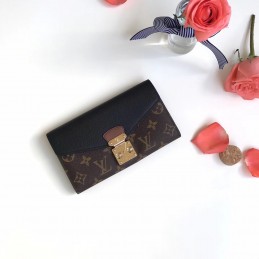 Replica Louis Vuitton Brown Monogram Black Trim Pallas Wallet
