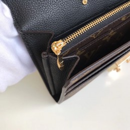 Replica Louis Vuitton Brown Monogram Black Trim Pallas Wallet