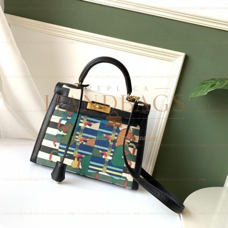 Replica Hermes Multicolor Mosaic Kelly 28 Bag