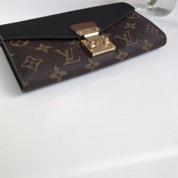 Replica Louis Vuitton Brown Monogram Black Trim Pallas Wallet