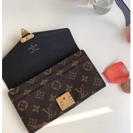 Replica Louis Vuitton Brown Monogram Black Trim Pallas Wallet