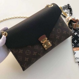 Replica Louis Vuitton Brown Monogram Black Flap Pallas BB
