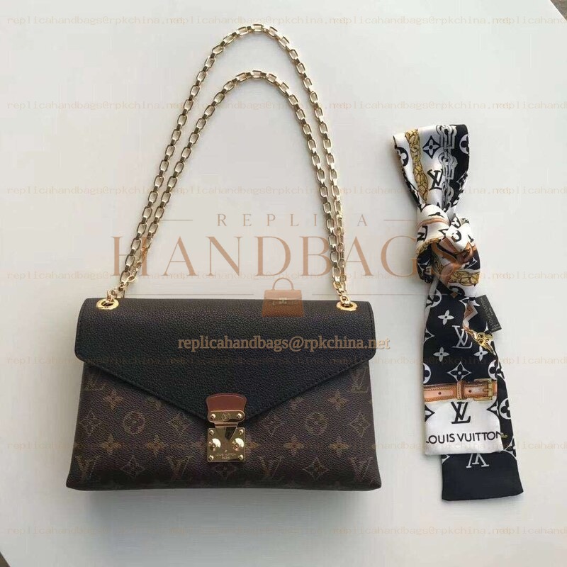 Replica Louis Vuitton Brown Monogram Black Flap Pallas BB
