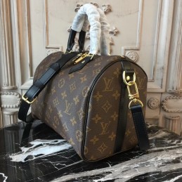 Replica Louis Vuitton Brown Monogram Black Trim Speedy 25