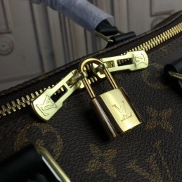 Replica Louis Vuitton Brown Monogram Black Trim Speedy 25