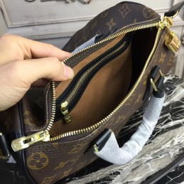 Replica Louis Vuitton Brown Monogram Black Trim Speedy 25