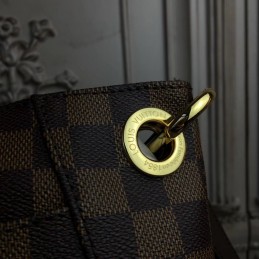 Replica Louis Vuitton Brown Damier Ebene Red Strap South Bank Besace