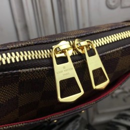 Replica Louis Vuitton Brown Damier Ebene Red Strap South Bank Besace