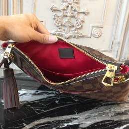 Replica Louis Vuitton Brown Damier Ebene Red Strap South Bank Besace