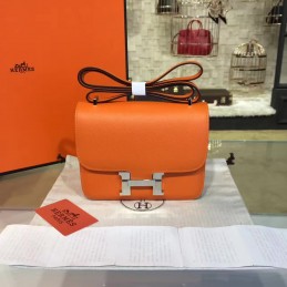 Replica Hermes Orange Constance Mini 18 Palladium Hardware Bag