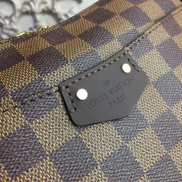 Replica Louis Vuitton Brown Damier Ebene Red Strap South Bank Besace