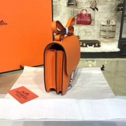 Replica Hermes Orange Constance Mini 18 Palladium Hardware Bag