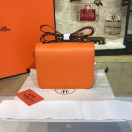 Replica Hermes Orange Constance Mini 18 Palladium Hardware Bag