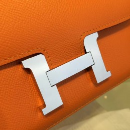 Replica Hermes Orange Constance Mini 18 Palladium Hardware Bag