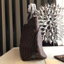 Replica Louis Vuitton Brown Damier Ebene Red Interior Neverfull GM - Style 2