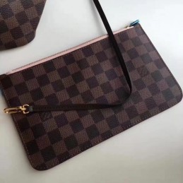 Replica Louis Vuitton Brown Damier Ebene Red Interior Neverfull GM - Style 2
