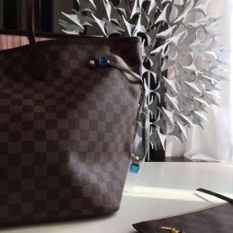 Replica Louis Vuitton Brown Damier Ebene Red Interior Neverfull GM - Style 2