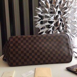 Replica Louis Vuitton Brown Damier Ebene Red Interior Neverfull GM - Style 2