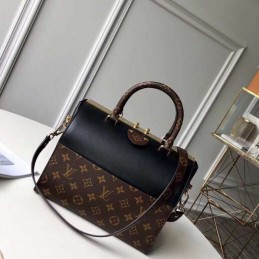 Replica Louis Vuitton Brown Monogram Black Trim Speedy Doctor 25