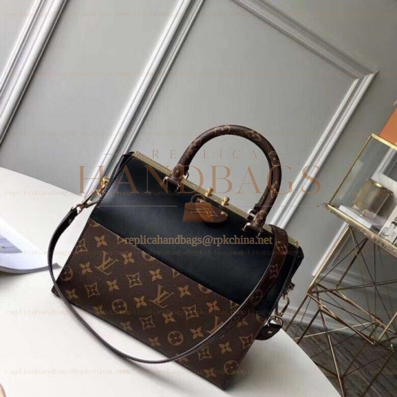 Replica Louis Vuitton Brown Monogram Black Trim Speedy Doctor 25