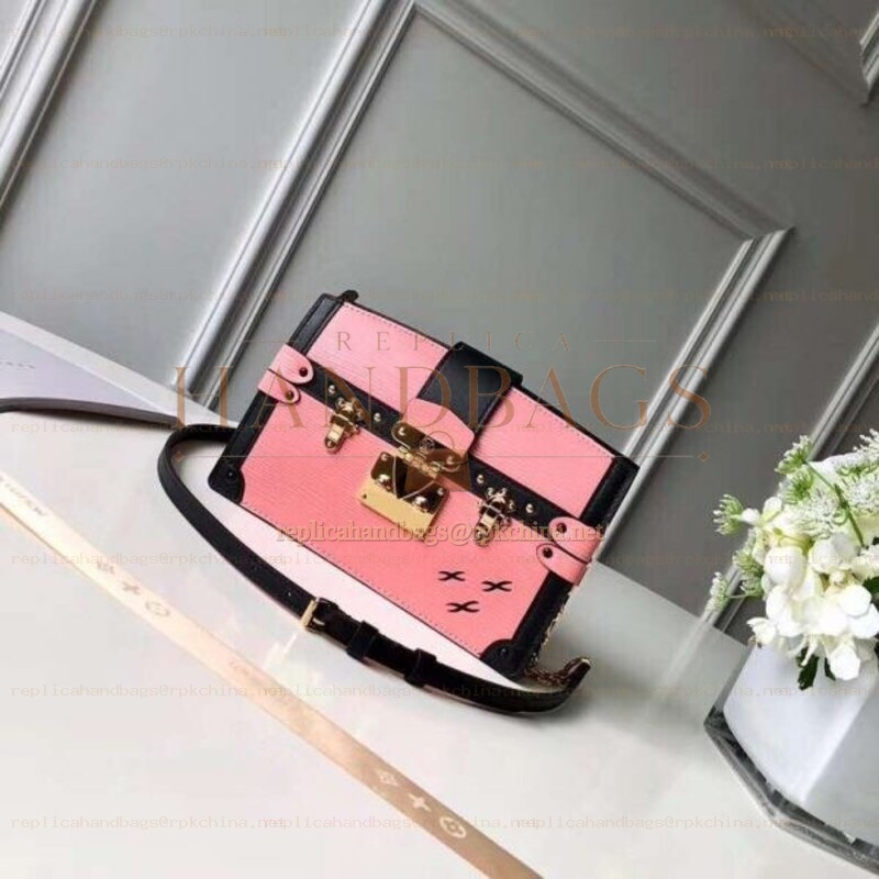 Replica Louis Vuitton Pink Black Graphic Trunk Clutch