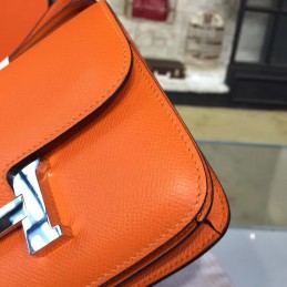 Replica Hermes Orange Constance Mini 18 Palladium Hardware Bag