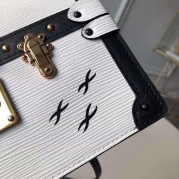 Replica Louis Vuitton White Black Graphic Trunk Clutch
