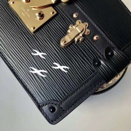 Replica Louis Vuitton Black Textured Trunk Clutch