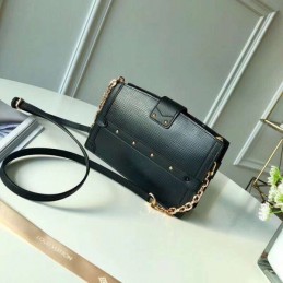 Replica Louis Vuitton Black Textured Trunk Clutch