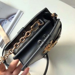 Replica Louis Vuitton Black Textured Trunk Clutch