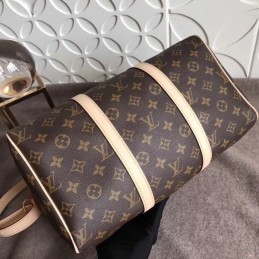Replica Louis Vuitton Brown Monogram Supreme Keepall Bandouliere 45 White Straps