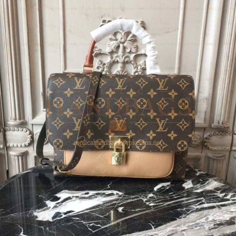 Replica Louis Vuitton Brown Monogram Beige Flap Marignan