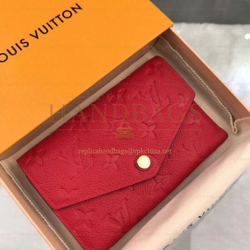 Replica Louis Vuitton Red Embossed Monogram Victorine Wallet