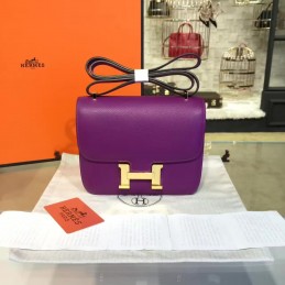Replica Hermes Purple Constance Mini 18 Gold Hardware Bag