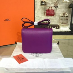 Replica Hermes Purple Constance Mini 18 Gold Hardware Bag