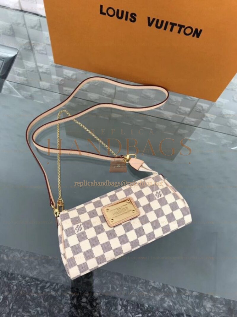 Replica Louis Vuitton White Damier Azur Chain Eva